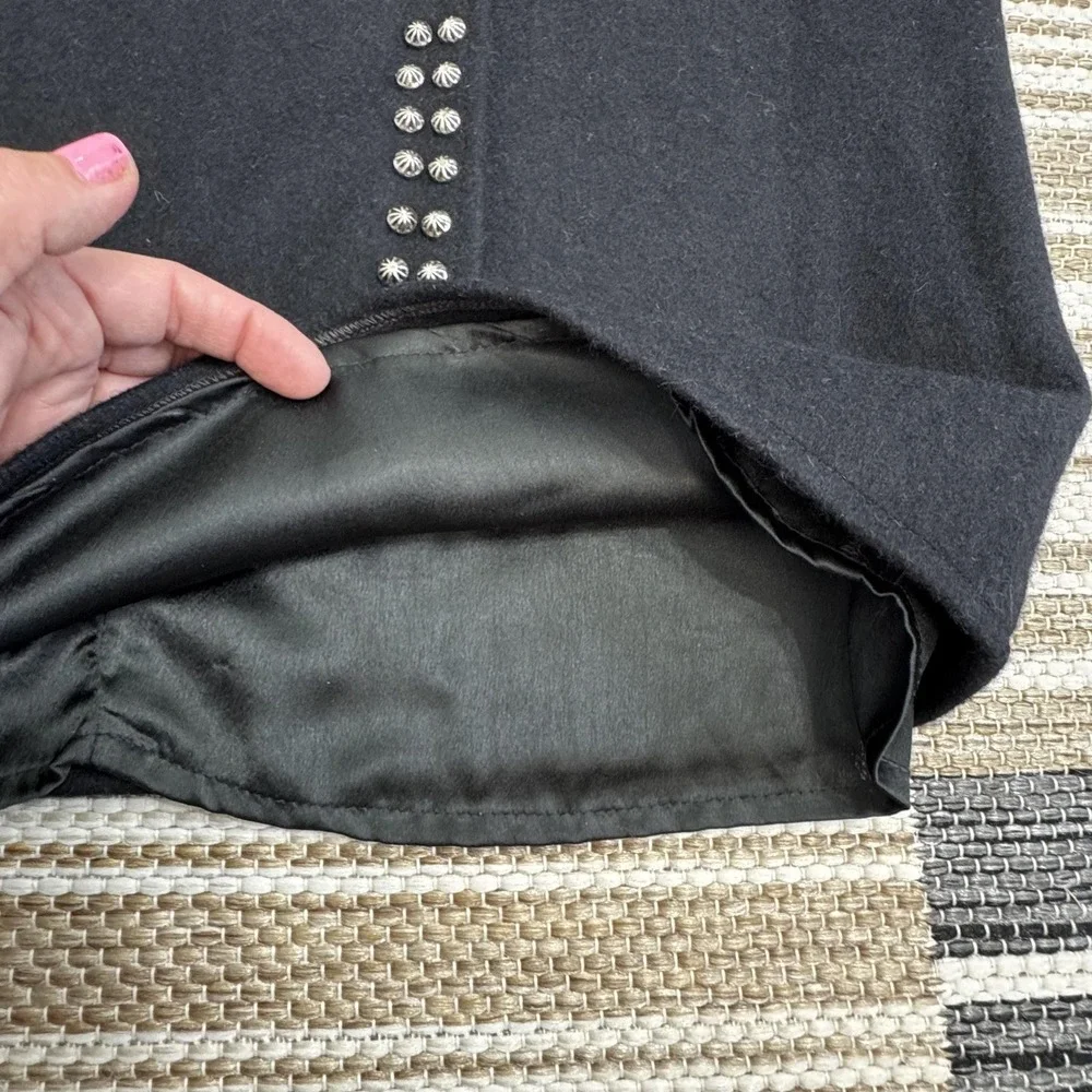 Southwest Canyon Skirt Women's Large Black‎ Wool Blend Studded Faux Leather Wrap